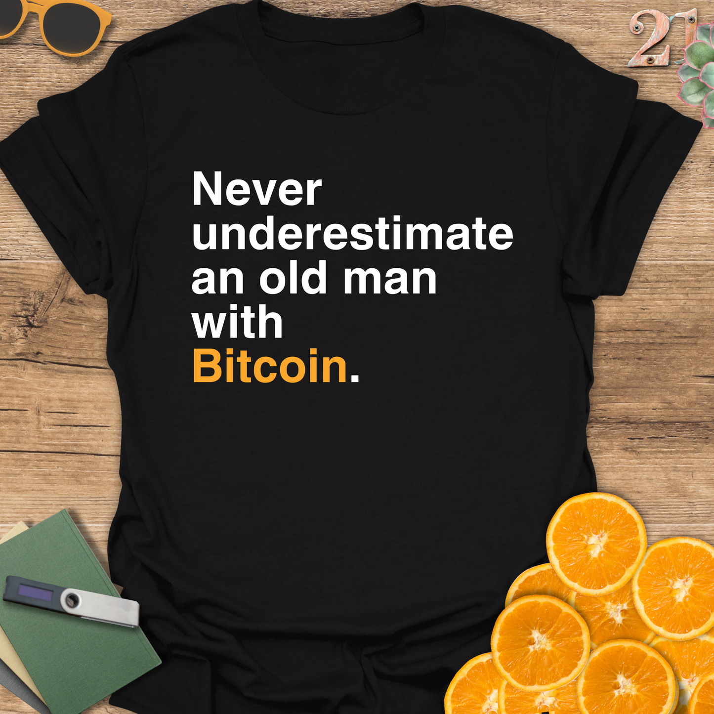 Never underestimate an old man with Bitcoin T-Shirt