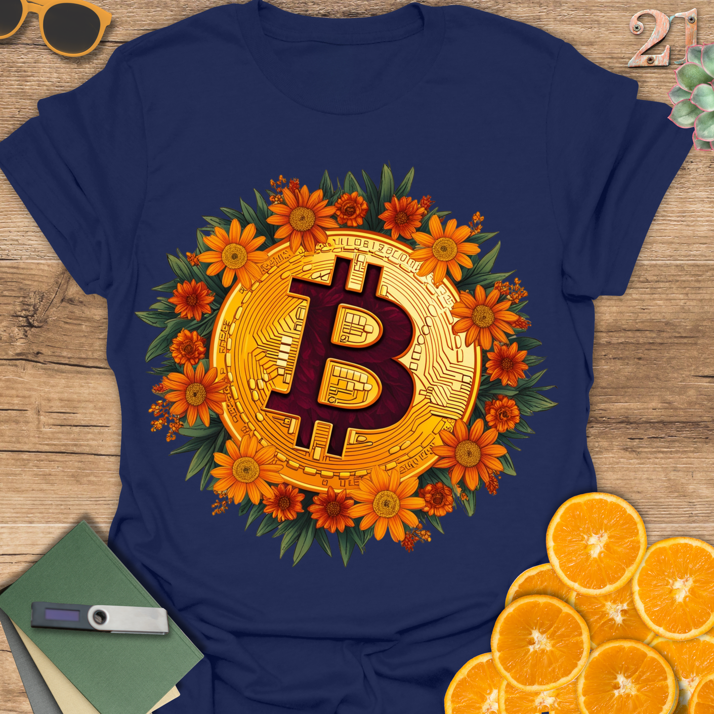 Bitcoin Flower Wreath T-Shirt