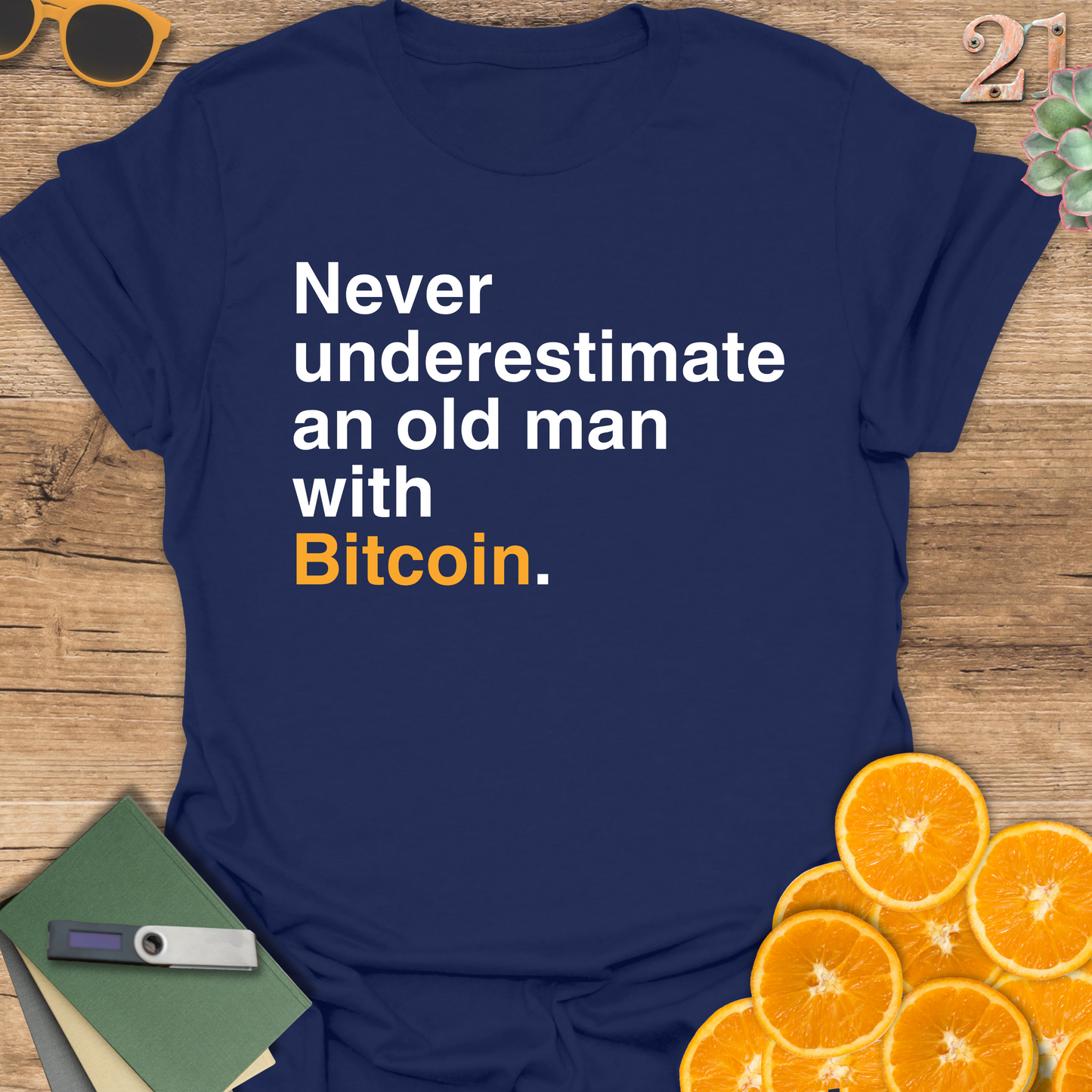 Never underestimate an old man with Bitcoin T-Shirt