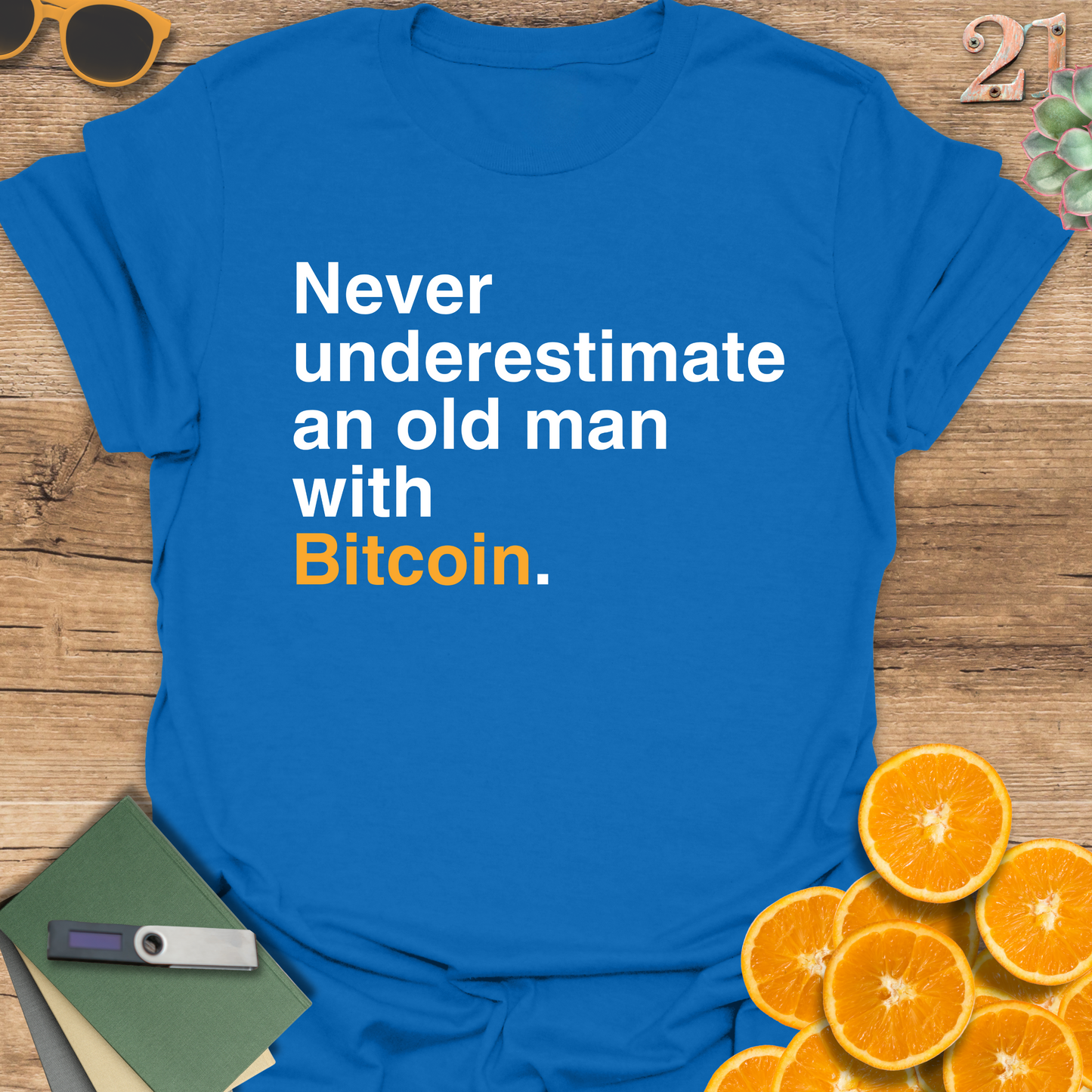 Never underestimate an old man with Bitcoin T-Shirt