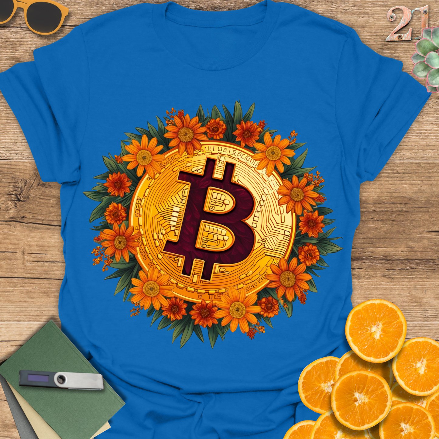 Bitcoin Flower Wreath T-Shirt