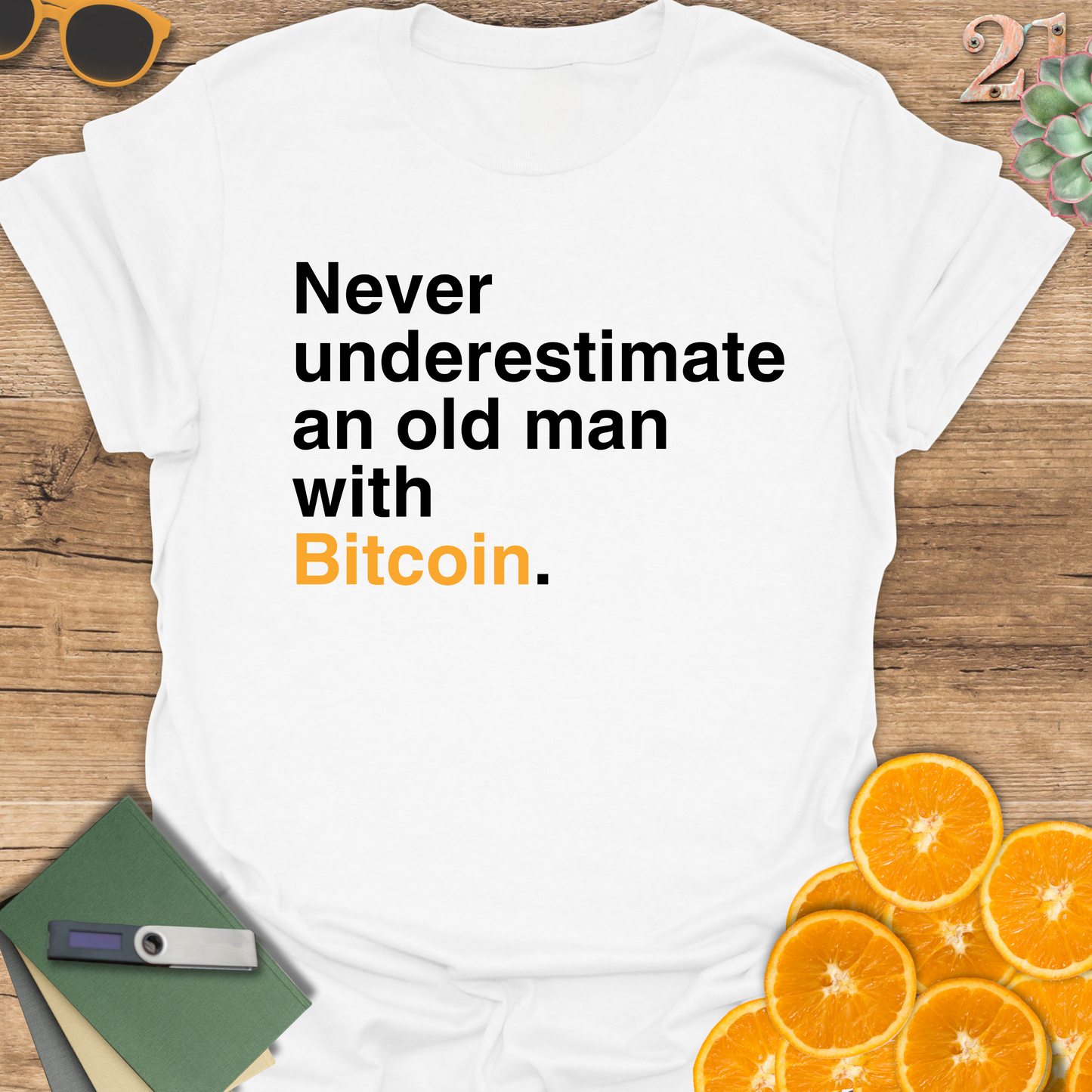 Never underestimate an old man with Bitcoin T-Shirt